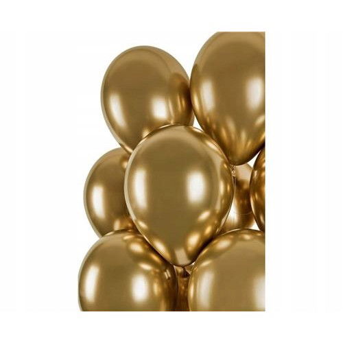 Petrecere - Set 10 Baloane din Latex Chrome, Flippy, Model Party, 13 cm, Gold, 1 g