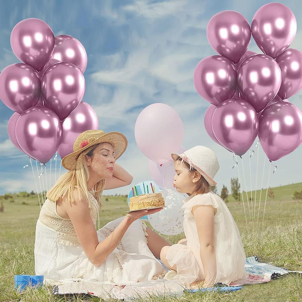 Petrecere - Set 10 Baloane din Latex Chrome, Flippy, Model Party, 23 cm, Mov, 2.2 g