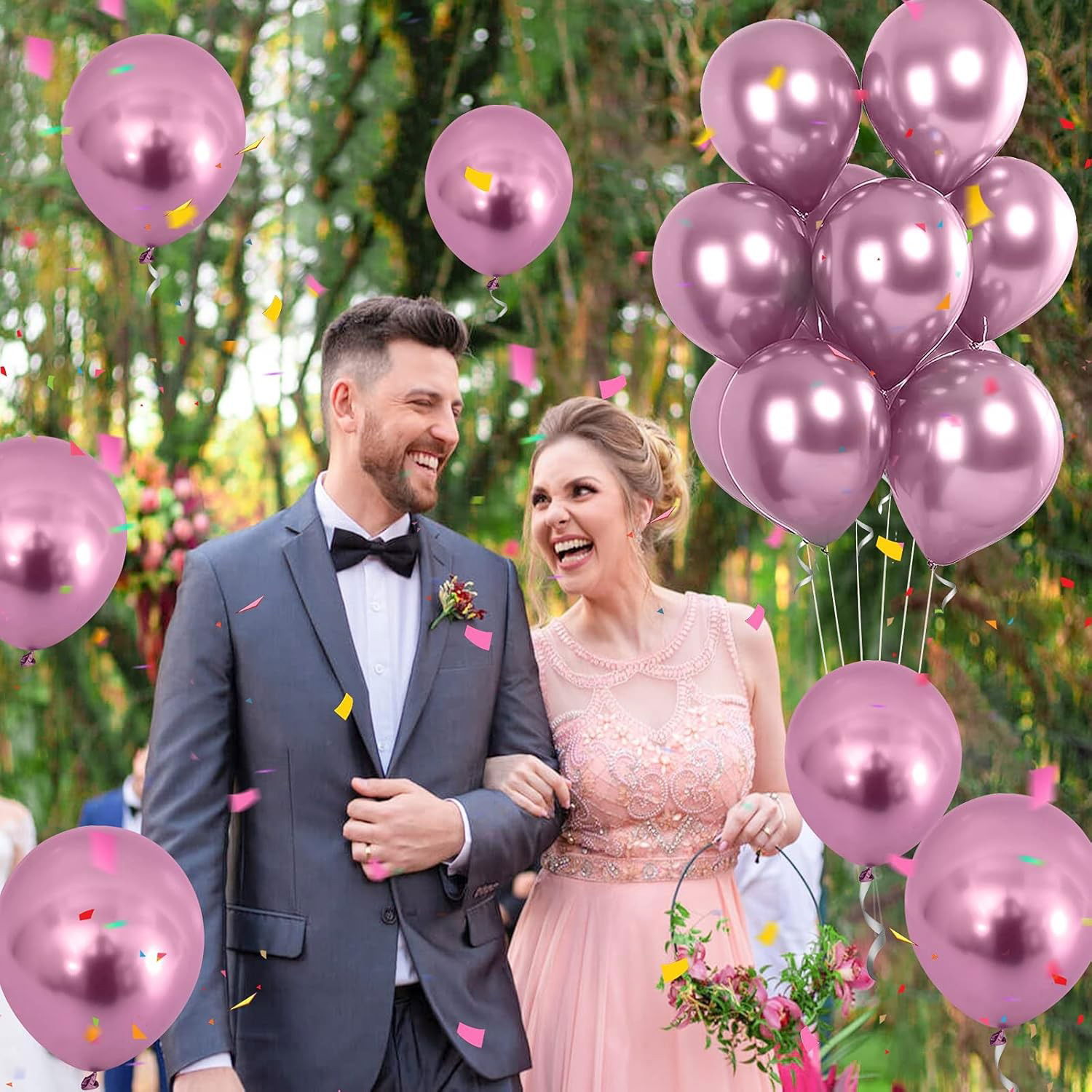 Set 10 Baloane din Latex Chrome, Flippy, Model Party, 23 cm, Mov, 2.2 g [3]