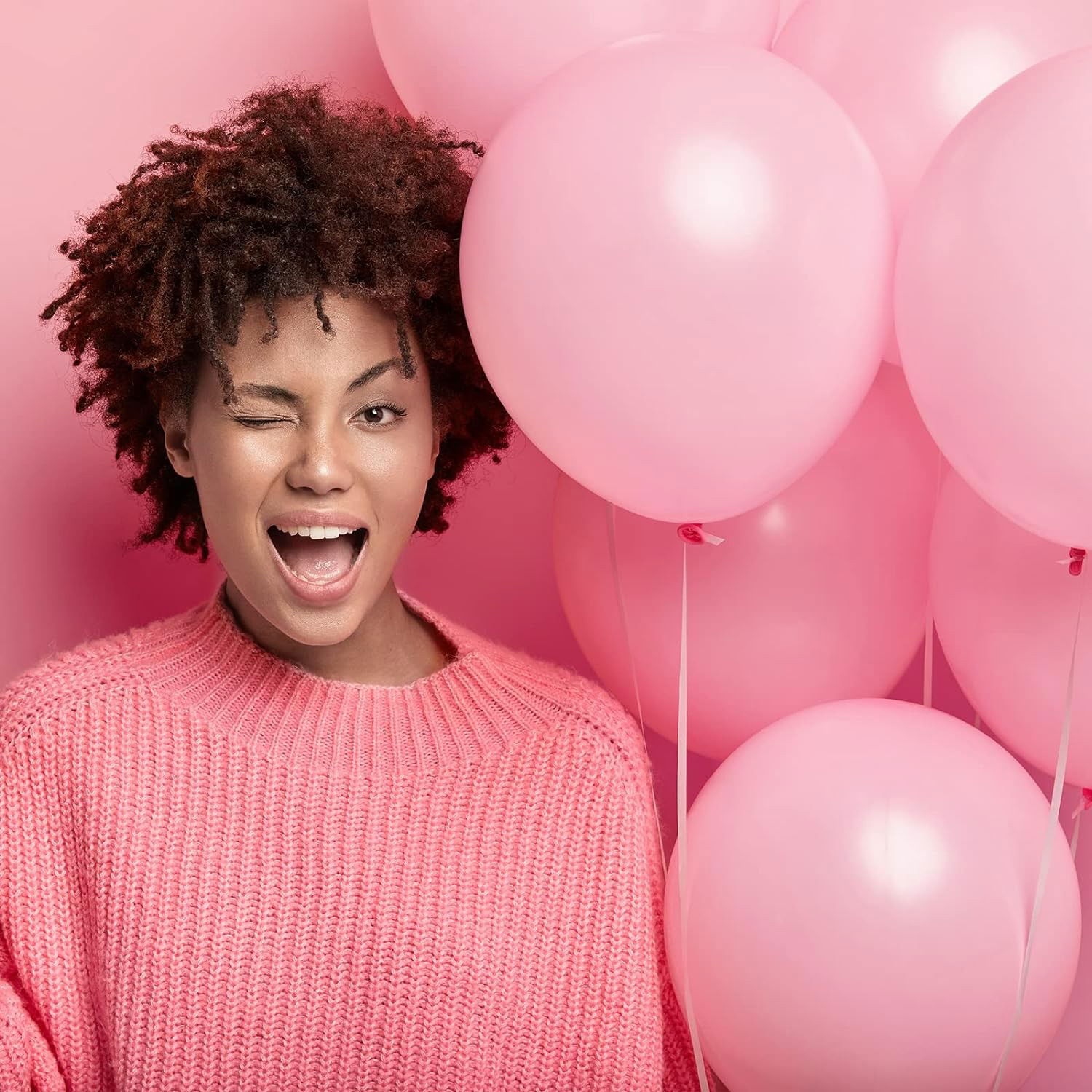 Set 10 Baloane din Latex, Flippy, Model Party, 13 cm, 1 g, Roz [5]