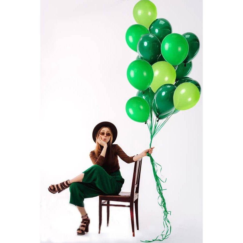 Set 10 Baloane din Latex, Flippy, Model Party, 30 cm, Verde Diferite Nuante, 2.8 g [10]