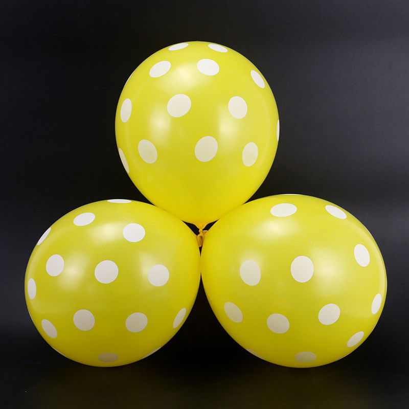 Set 10 Baloane din Latex, Flippy, Model Party cu Buline si Simple, 30 cm, Galben, 2.8 g [4]