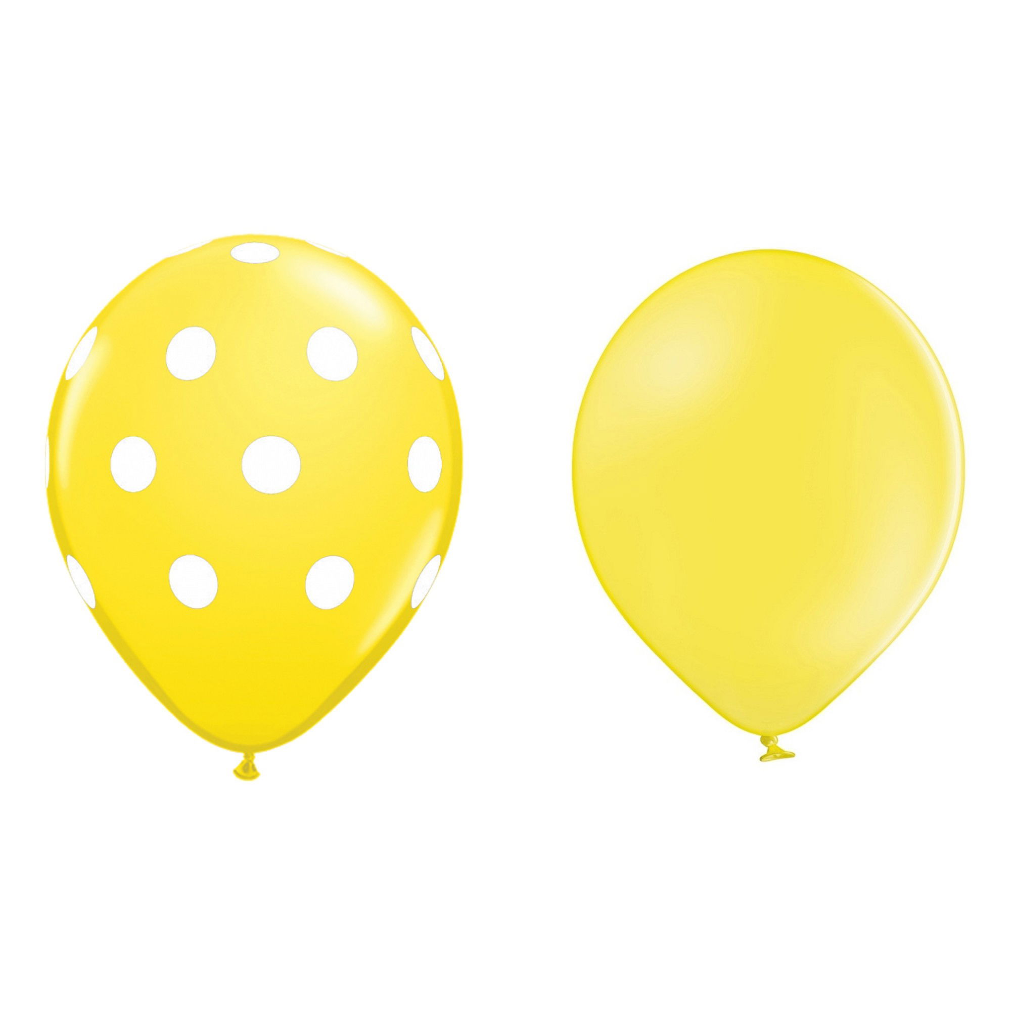 Baloane Latex - Set 10 Baloane din Latex, Flippy, Model Party cu Buline si Simple, 30 cm, Galben, 2.8 g