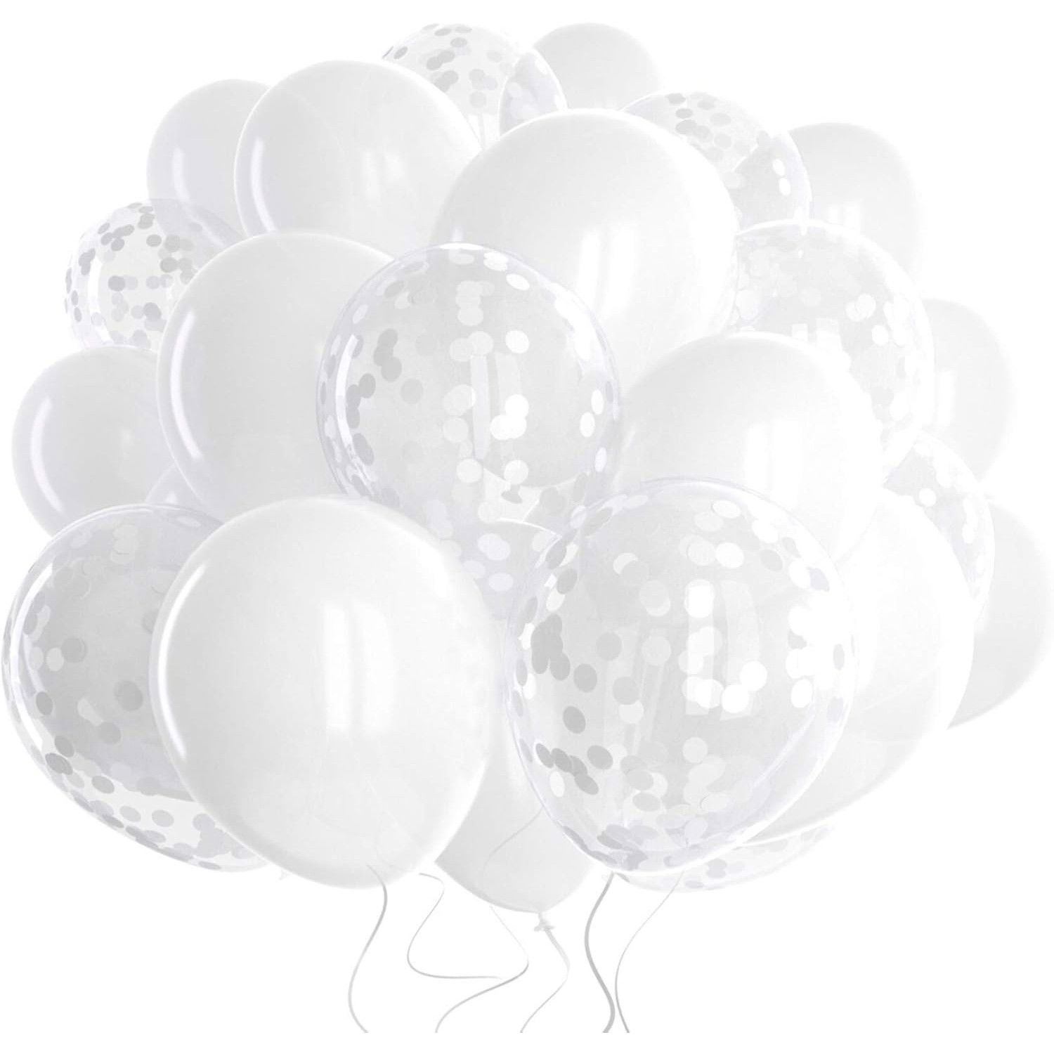 Set 10 Baloane din Latex, Flippy, Model Party, 30 cm, 5x Alb, 5x Transparent Confetti, 2.8 g [4]