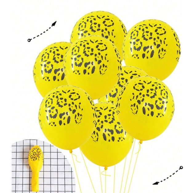 Set 10 Baloane din Latex, Flippy, Model Party Animal Print, 3x Portocaliu, 3x Galben, 4x Alb, 23 cm, 1.4g [4]