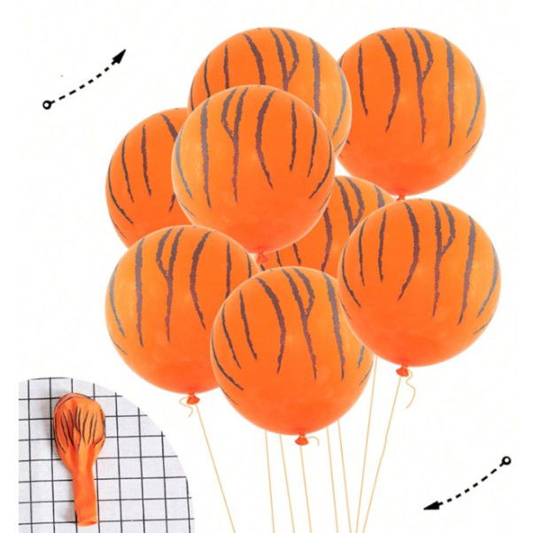 Set 10 Baloane din Latex, Flippy, Model Party Animal Print, 3x Portocaliu, 3x Galben, 4x Alb, 23 cm, 1.4g [5]