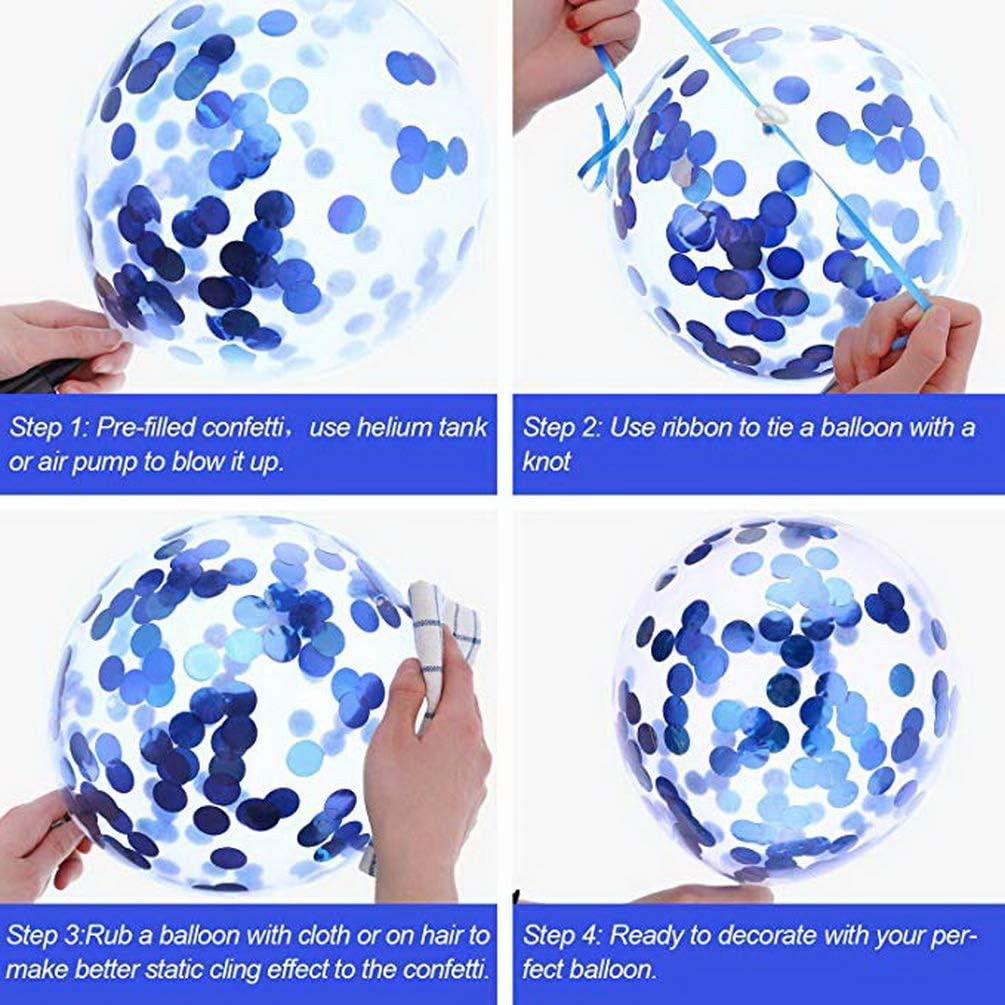 Set 10 Baloane din Latex, Flippy, Model Party Confetti, 5 x Confetti, 5 x Albastru, 25 cm, 2.2g [6]