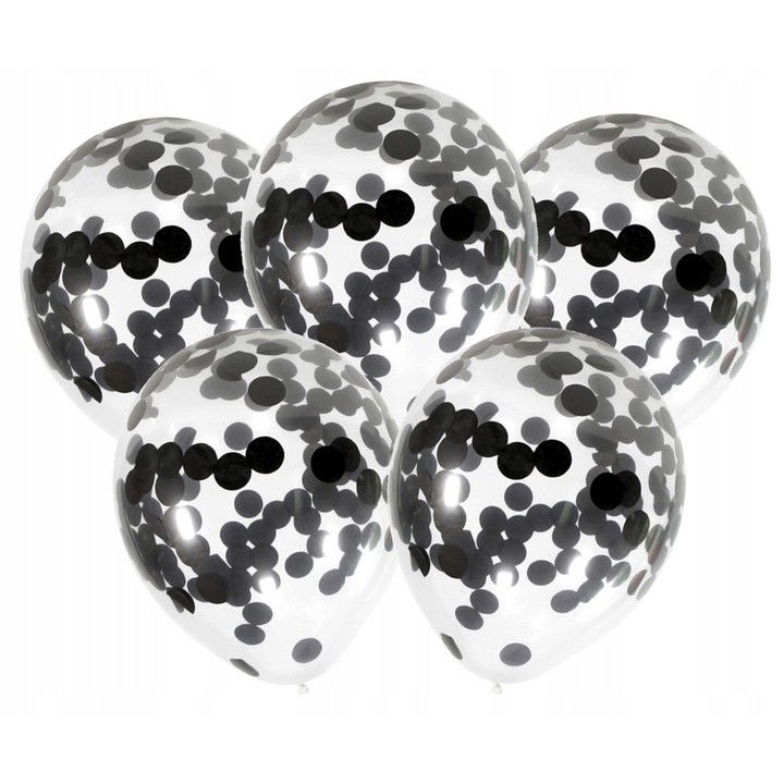 Set 10 Baloane din Latex, Flippy, Model Party Confetti, 5 x Confetti, 5 x Negru, 25 cm, 2.2g [6]