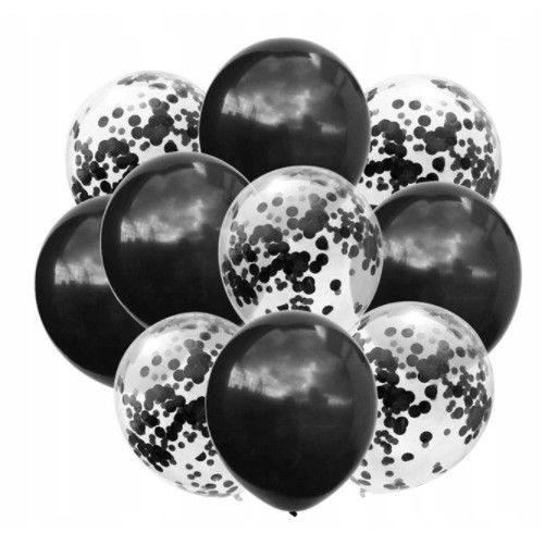 Set 10 Baloane din Latex, Flippy, Model Party Confetti, 5 x Confetti, 5 x Negru, 25 cm, 2.2g [4]