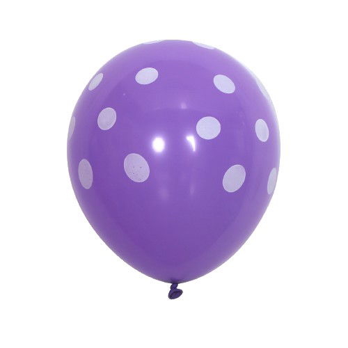 Petrecere - Set 10 Baloane din Latex, Flippy, Model Party cu Buline si Simple, 30 cm, Mov, 2.8 g