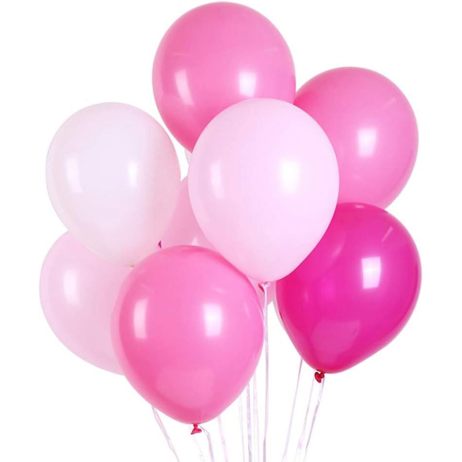 Set 10 Baloane din Latex Metalizate, Flippy, Model Party, 23 cm, Alb si Roz, 2.2 g [4]