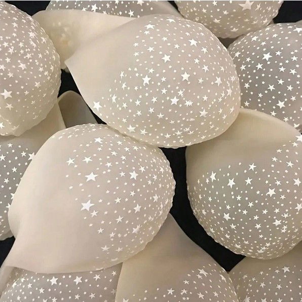 Set 10 Baloane din Latex Transparente, Flippy, Model Party, 30 cm, Stelute Albe, 2.8 g [7]