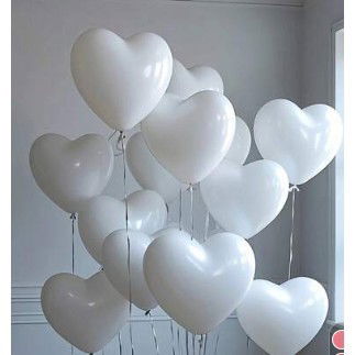 Set 10 Baloane, Flippy, Model Inima, din Latex, 25 cm, Alb [4]