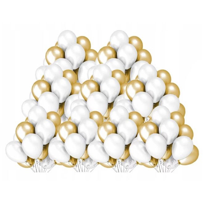 Baloane Latex - Set 10 Baloane din Latex Metalizate, Flippy, Model Party, 5x Alb, 5x Nude, 23 cm, 2.2 g