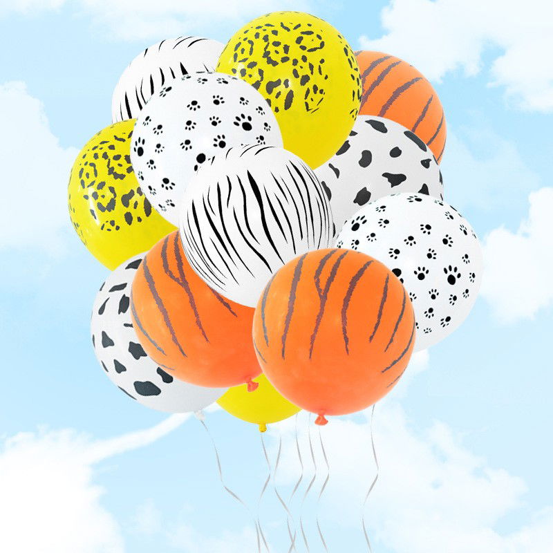Set 10 Baloane din Latex, Flippy, Model Party Animal Print, 3x Portocaliu, 3x Galben, 4x Alb, 23 cm, 1.4g [8]