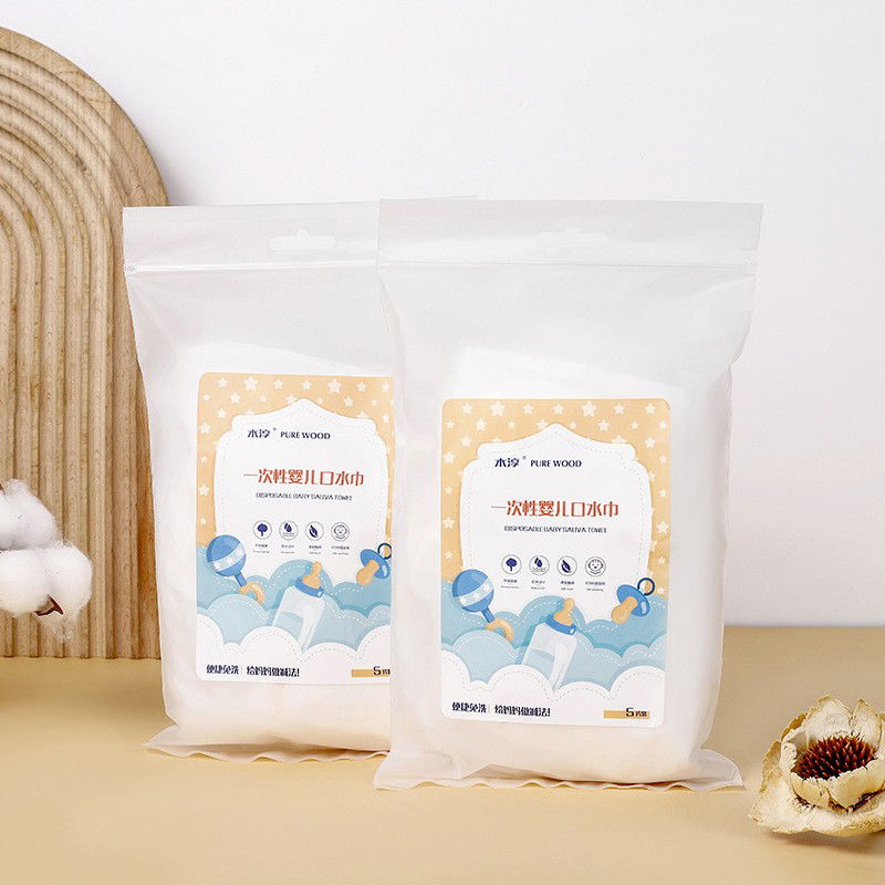 Set 10 Bavete de Unica Folosinta, Flippy, Model Animalute Marine, pentru Bebelusi, din Bumbac, Impermeabil, 28 x 28 cm, Alb/Albastru [3]