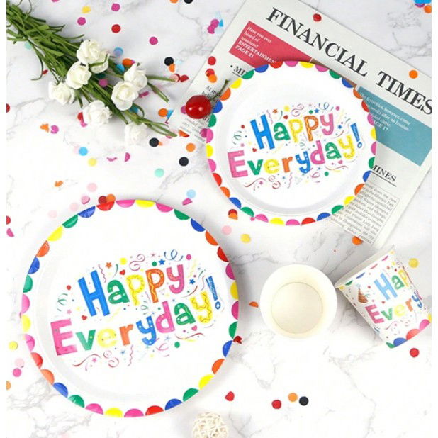 Articole Servire Masa - Set 10 Farfurii Happy Everyday, Flippy, 17 cm, din Hartie 300 g, Multicolor