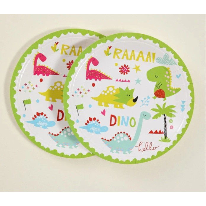 Set 10 Farfurii Petrecere, Flippy, Colectia Dino Park, 23 cm Diametru, din Carton, Multicolor [4]