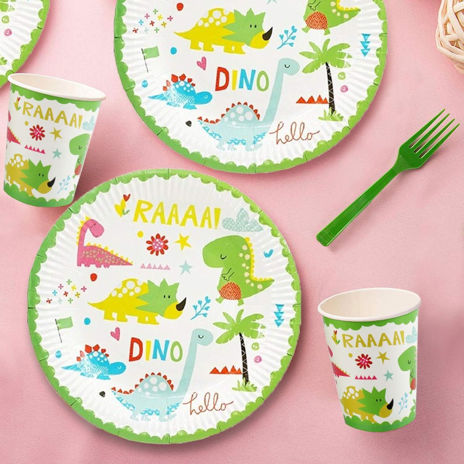 Set 10 Farfurii Petrecere, Flippy, Colectia Dino Park, 23 cm Diametru, din Carton, Multicolor [3]