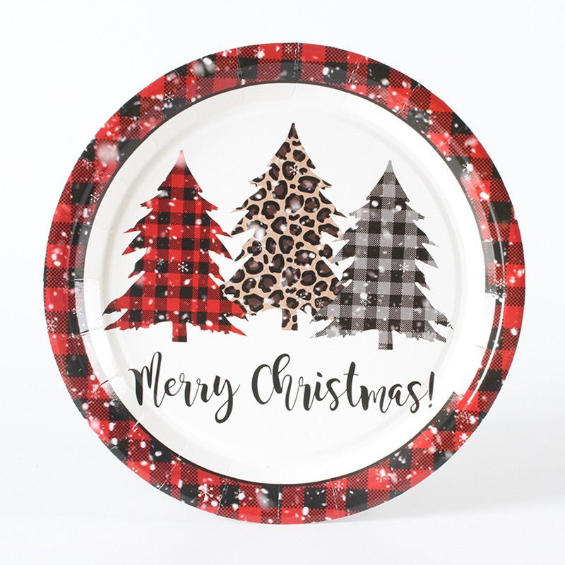 Set 10 Farfurii Unica Folosinta, Flippy, 18 cm, Model Brazi de Craciun, Multicolor [4]