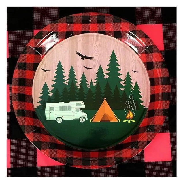 Set 10 Farfurii Unica Folosinta, Flippy, 23 cm, Model Camping, Multicolor [3]