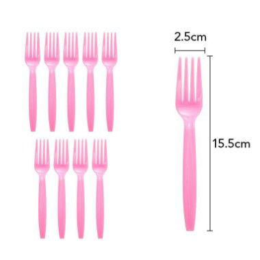 10 - 25 LEI - Set 10 furculite de unica folosinta 15.5 x 2.5 cm, roz