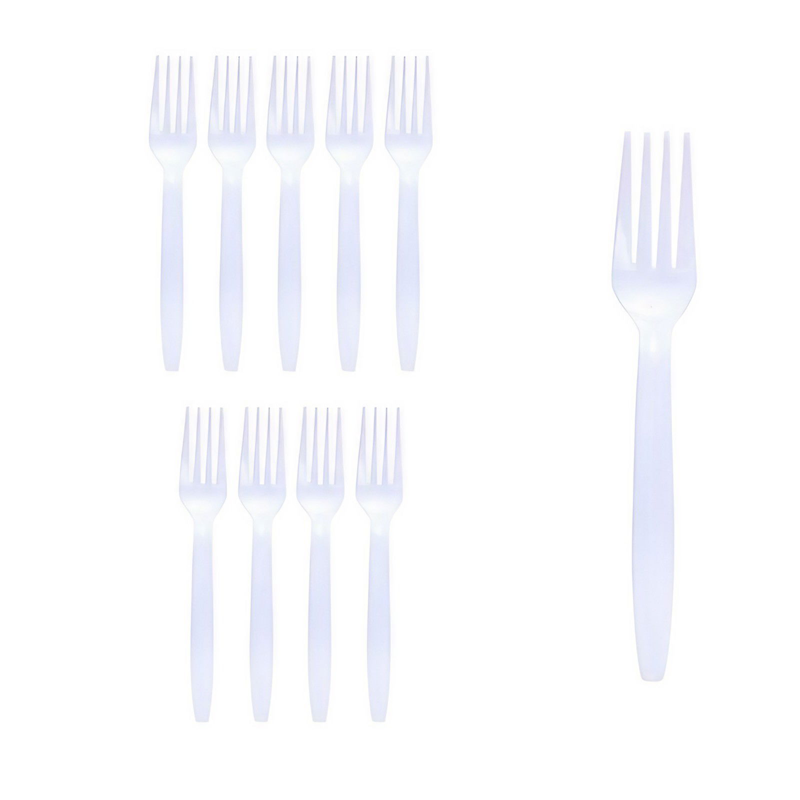 10 - 25 LEI - Set 10 Furculite de Unica Folosinta, Flippy, Plastic, 15.5x2.5 cm, Alb