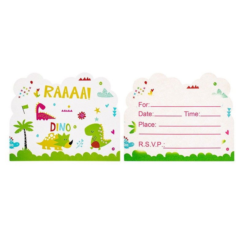 Petrecere - Set 10 Invitatii pentru Petrecere, Flippy, Colectia Dino Park, 11 x 14 cm, din Carton, Multicolor