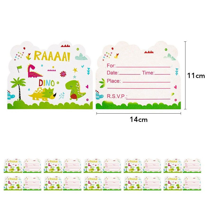 Petrecere - Set 10 Invitatii pentru Petrecere, Flippy, Colectia Dino Park, 11 x 14 cm, din Carton, Multicolor