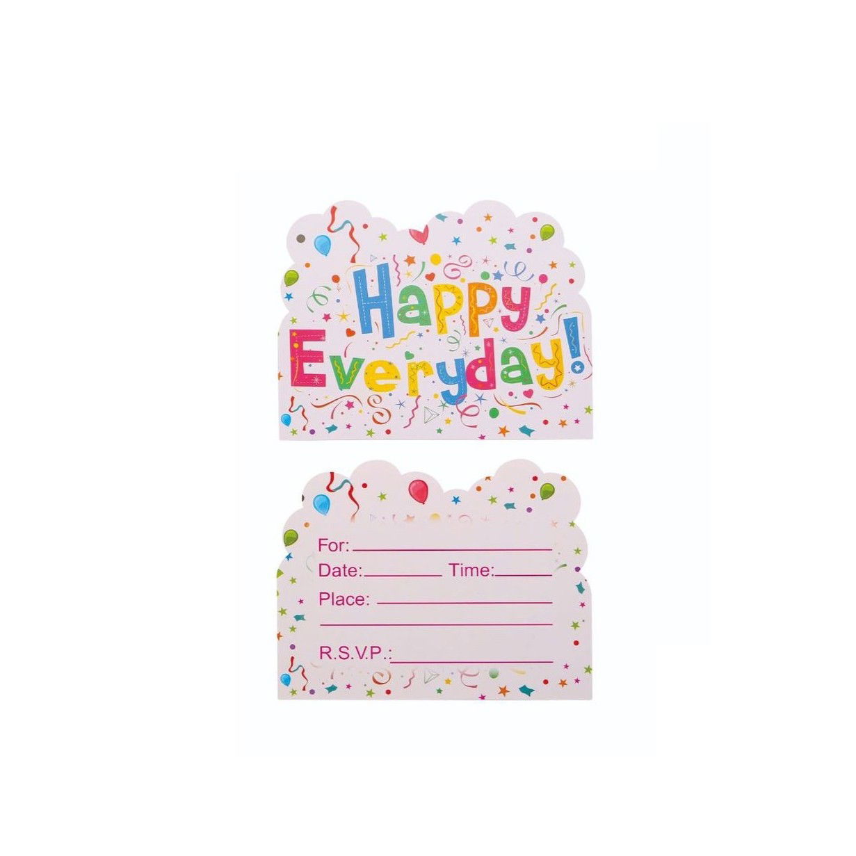 Petrecere - Set 10 Invitatii pentru Petrecere, Flippy, Model Happy Everyday, 17 x 12 cm, Multicolor