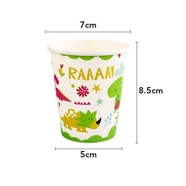 Articole Servire Masa - Set 10 Pahare Petrecere, Flippy, Colectia Dino Park, 8.5 x 7 x 5 cm, din Carton, Multicolor