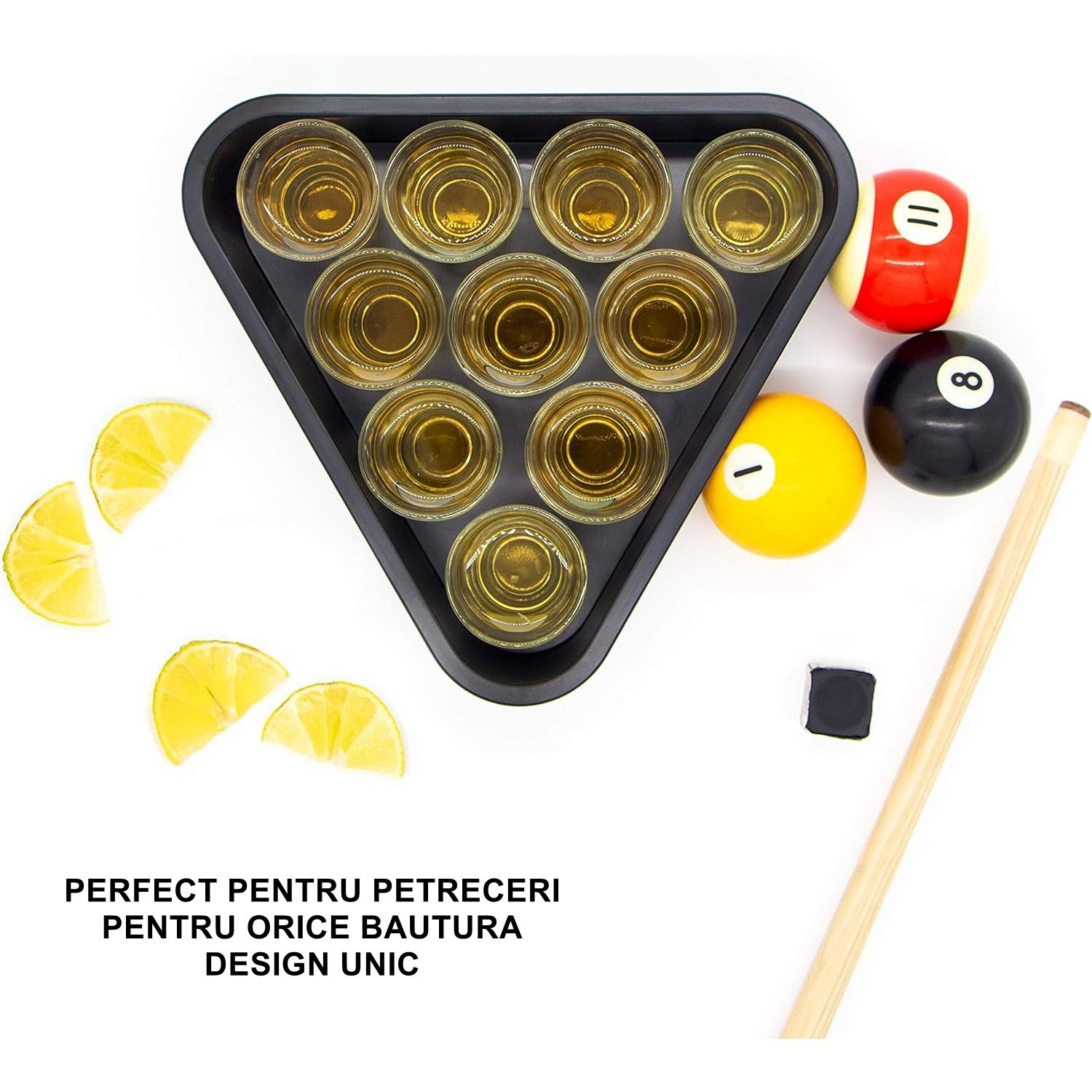 Set 10 pahare de shot Flippy, cu Suport de Biliard, 30 ml, din sticla, 10 x 10 cm, multicolor [3]