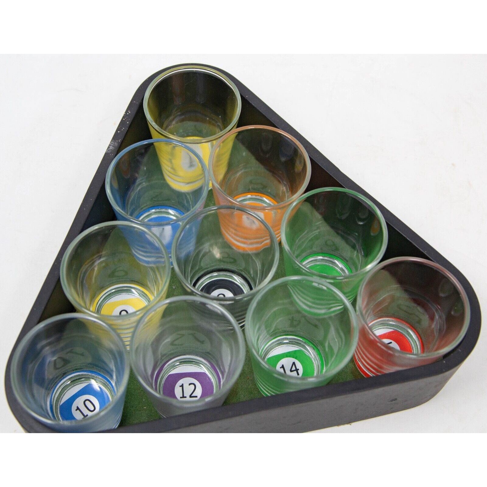 Set 10 pahare de shot Flippy, cu Suport de Biliard, 30 ml, din sticla, 10 x 10 cm, multicolor [4]