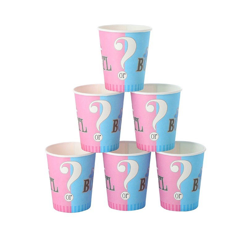 Tematica Fata/Baiat - Set 10 Pahare Gender Reveal, Flippy, Girl or Boy, din Carton, 7 x 5 x 8.5 cm, 250 ml, Roz/Albastru
