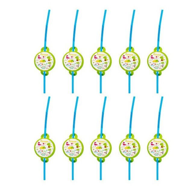 Petrecere - Set 10 Paie, Flippy, Colectia Dino Park, 26 x 7 cm, din Carton/Plastic, Multicolor