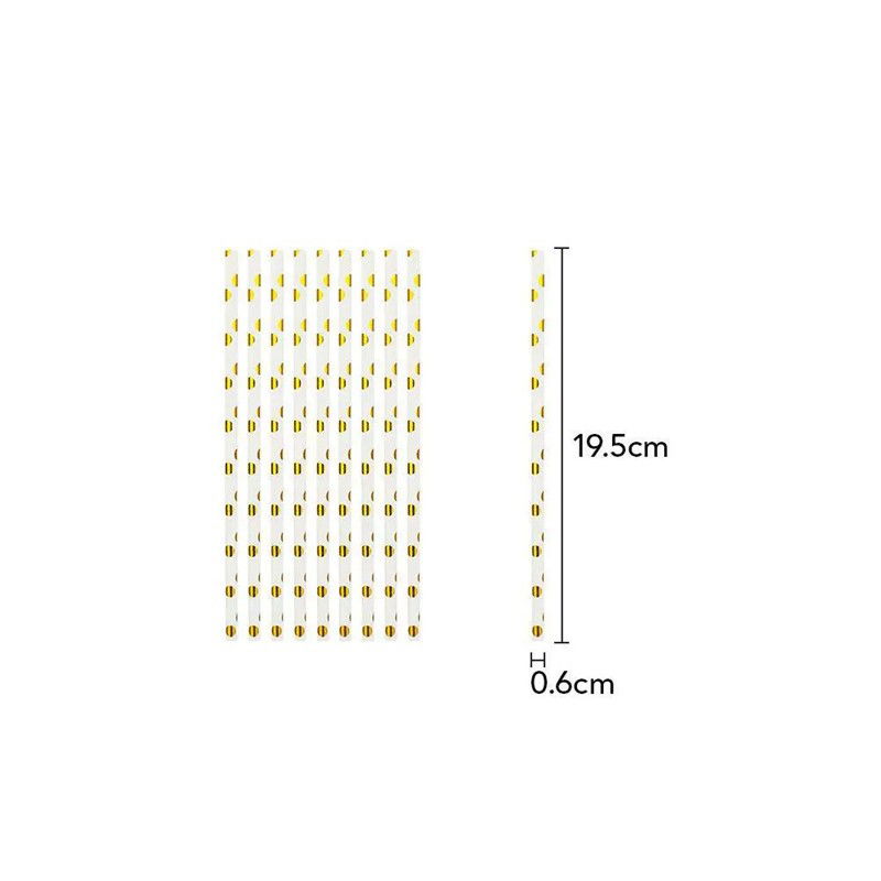 Set 10 Paie, Flippy, din Hartie, 19.5 cm, Model cu Buline Aurii, Alb [4]