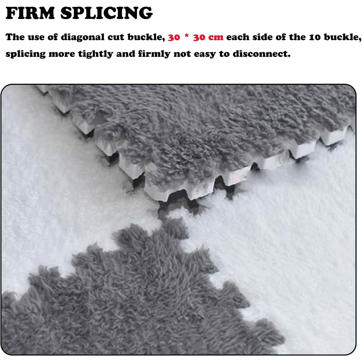 Set 10 Piese Covor tip Puzzle, Flippy, Spuma EVA, Pufos, 30 x 30 x 1 cm, Gri [8]