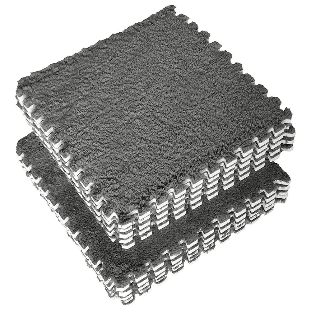 Set 10 Piese Covor tip Puzzle, Flippy, Spuma EVA, Pufos, 30 x 30 x 1 cm, Gri [1]