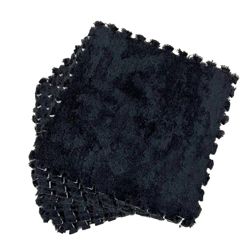 Covorase de joaca - Set 10 Piese Covor tip Puzzle, Flippy, Spuma EVA, Pufos, 30 x 30 x 1 cm, Negru