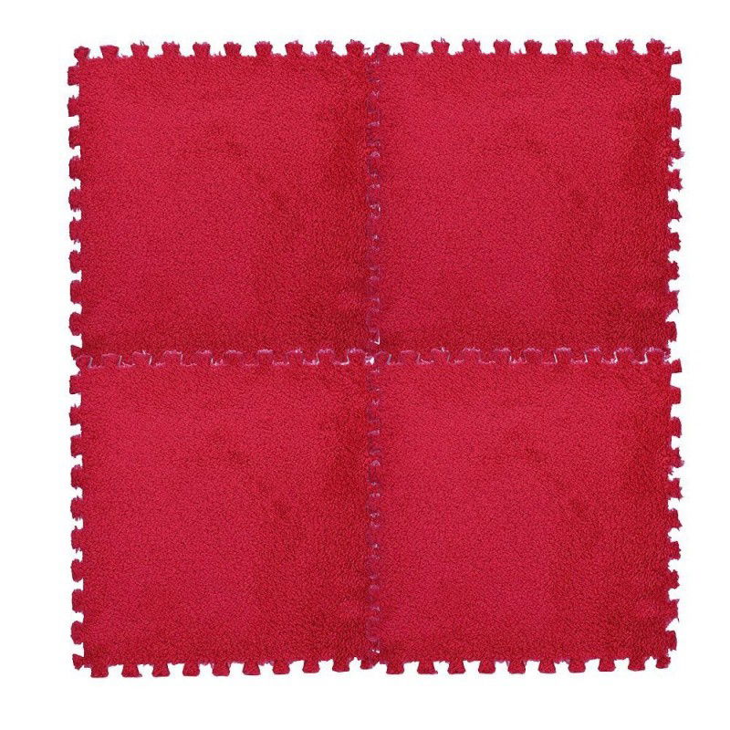 Set 10 Piese Covor tip Puzzle, Flippy, Spuma EVA, Pufos, 30 x 30 x 1 cm, Rosu [11]