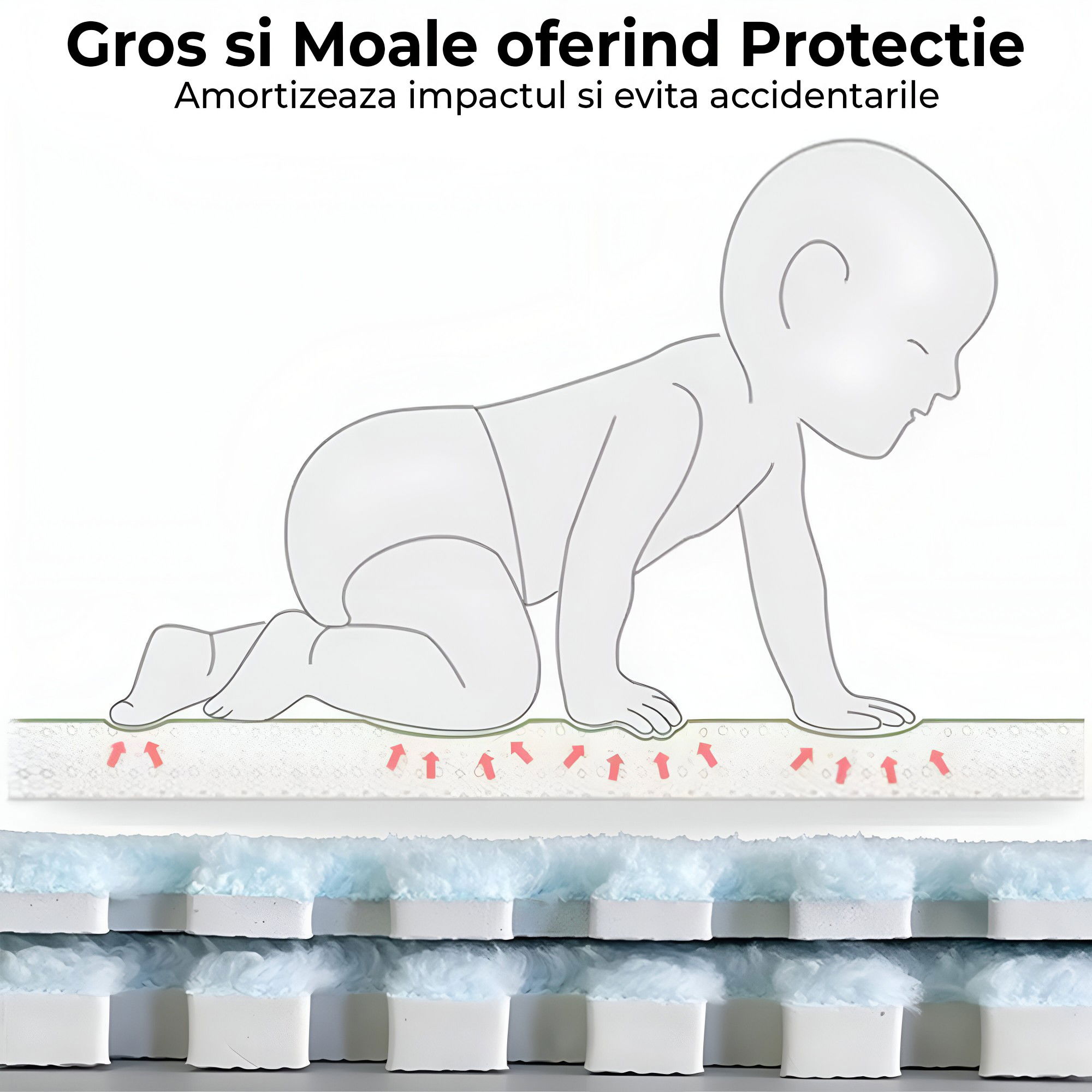 Set 10 Piese Covor tip Puzzle, Flippy, Spuma EVA, Pufos, 30 x 30 x 1 cm, Crem [6]