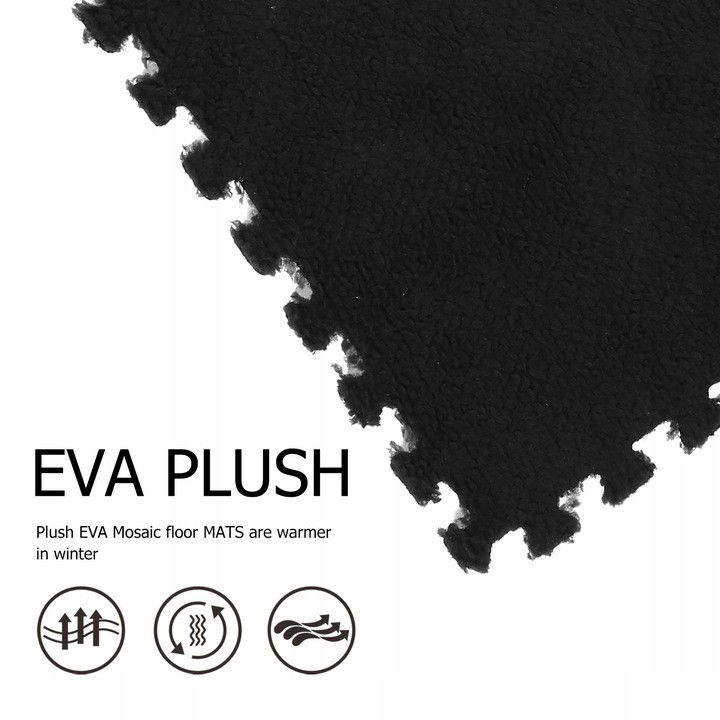 Set 10 Piese Covor tip Puzzle, Flippy, Spuma EVA, Pufos, 30 x 30 x 1 cm, Negru [11]