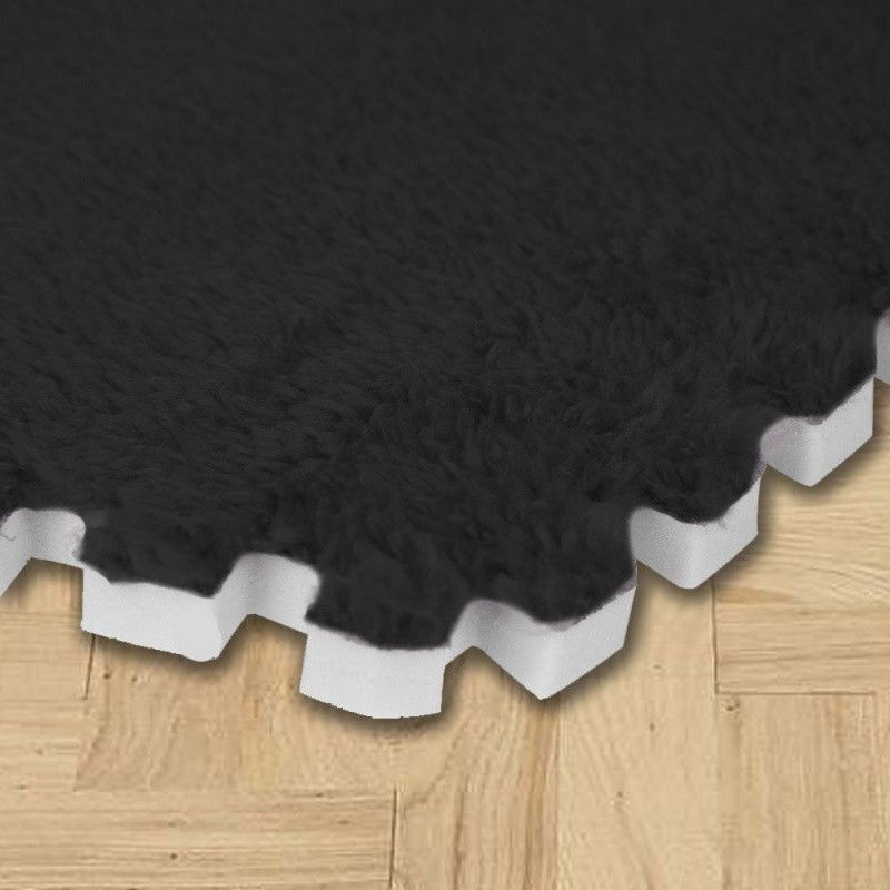 Set 10 Piese Covor tip Puzzle, Flippy, Spuma EVA, Pufos, 30 x 30 x 1 cm, Negru [13]