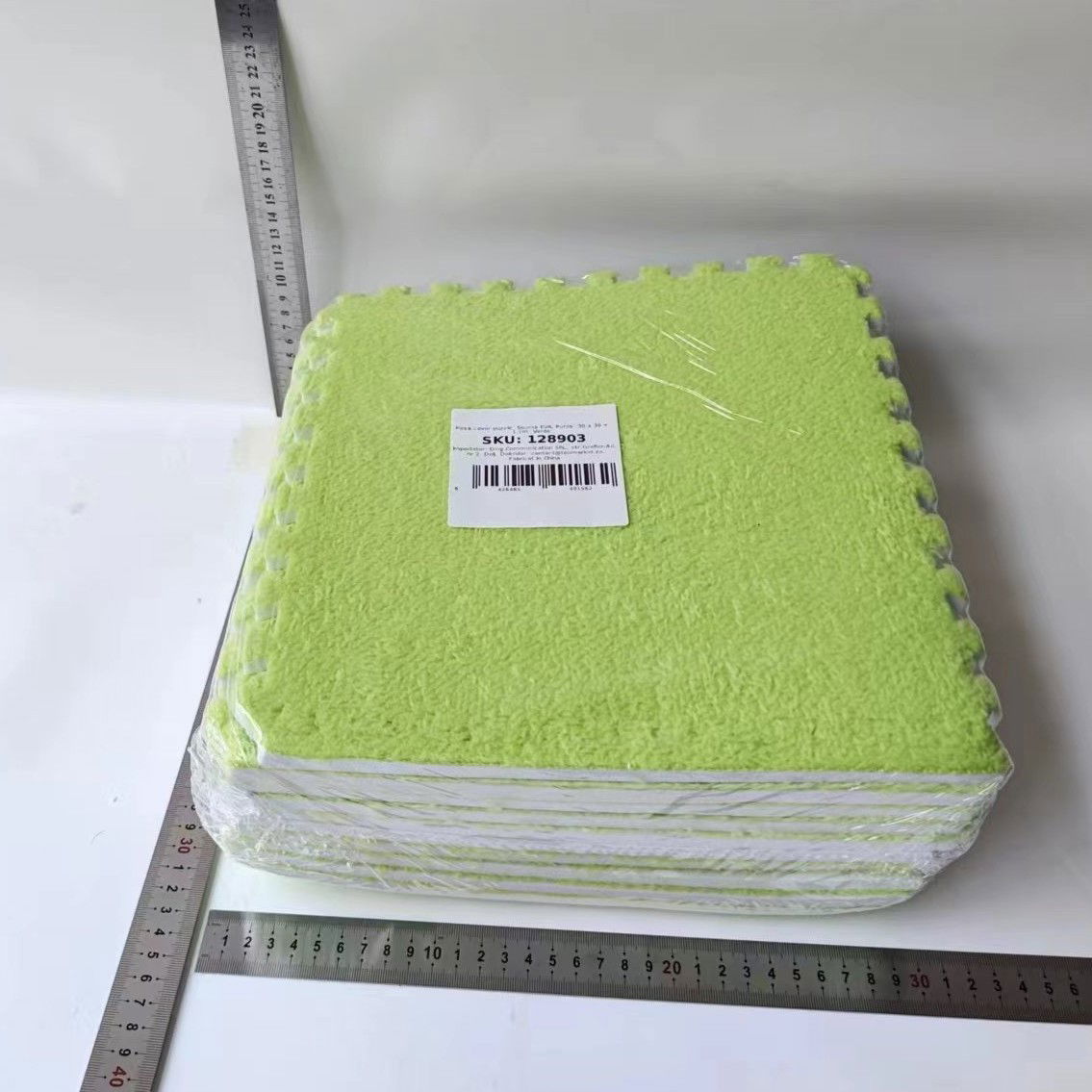 Set 10 Piese Covor tip Puzzle, Flippy, Spuma EVA, Pufos, 30 x 30 x 1 cm, Verde [4]