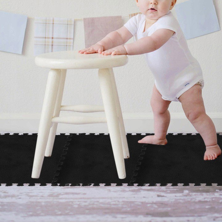 Set 10 Piese Covor tip Puzzle, Flippy, Spuma EVA, Pufos, 30 x 30 x 1 cm, Negru [8]