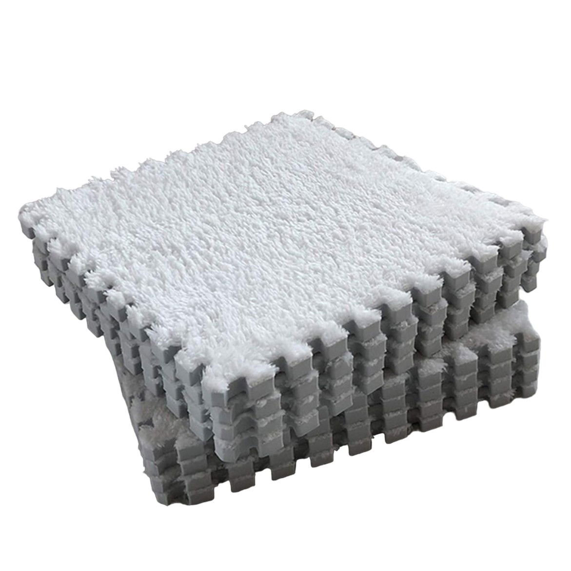 50 - 100 LEI - Set 10 Piese Covor tip Puzzle, Flippy, Spuma EVA, Pufos, 30 x 30 x 1 cm, Alb