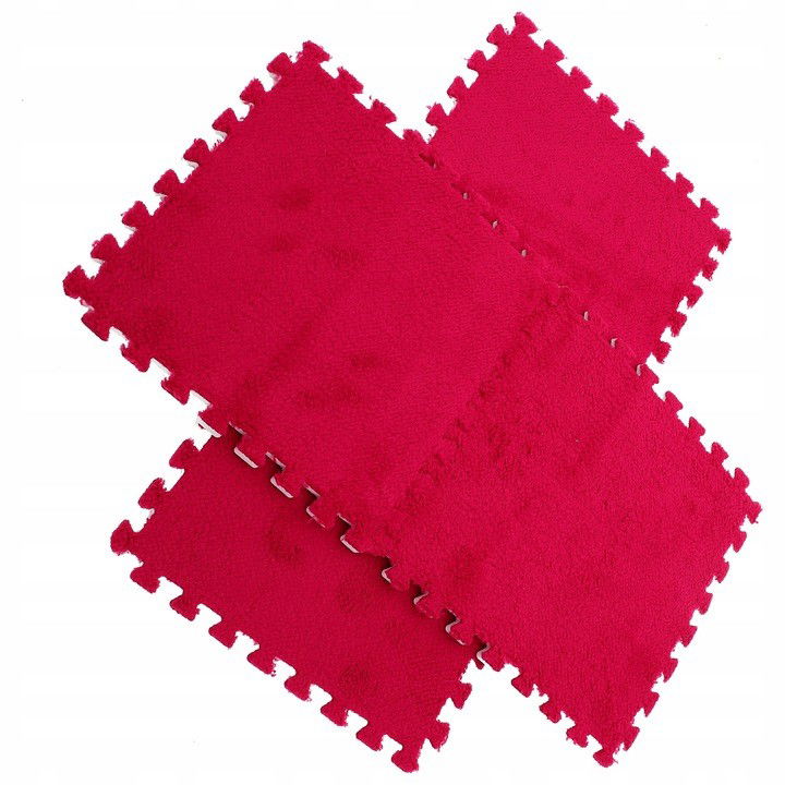 Set 10 Piese Covor tip Puzzle, Flippy, Spuma EVA, Pufos, 30 x 30 x 1 cm, Rosu [3]