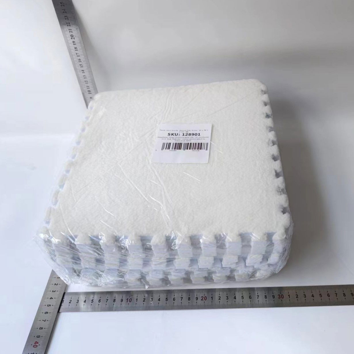 Set 10 Piese Covor tip Puzzle, Flippy, Spuma EVA, Pufos, 30 x 30 x 1 cm, Alb [8]