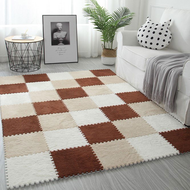 Set 10 Piese Covor tip Puzzle, Flippy, Spuma EVA, Pufos, 30 x 30 x 1 cm, Crem [4]