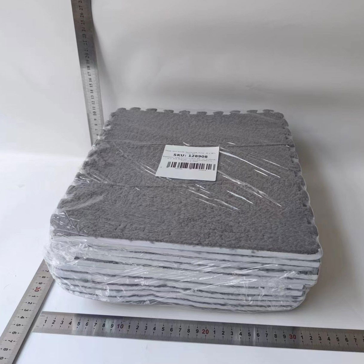 Set 10 Piese Covor tip Puzzle, Flippy, Spuma EVA, Pufos, 30 x 30 x 1 cm, Gri [10]